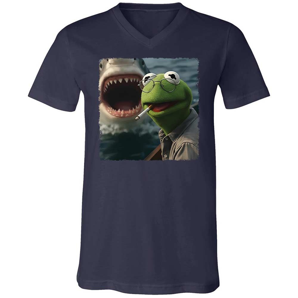 Unisex V-Neck T-Shirt - 6RWASGMF - Navy - 2