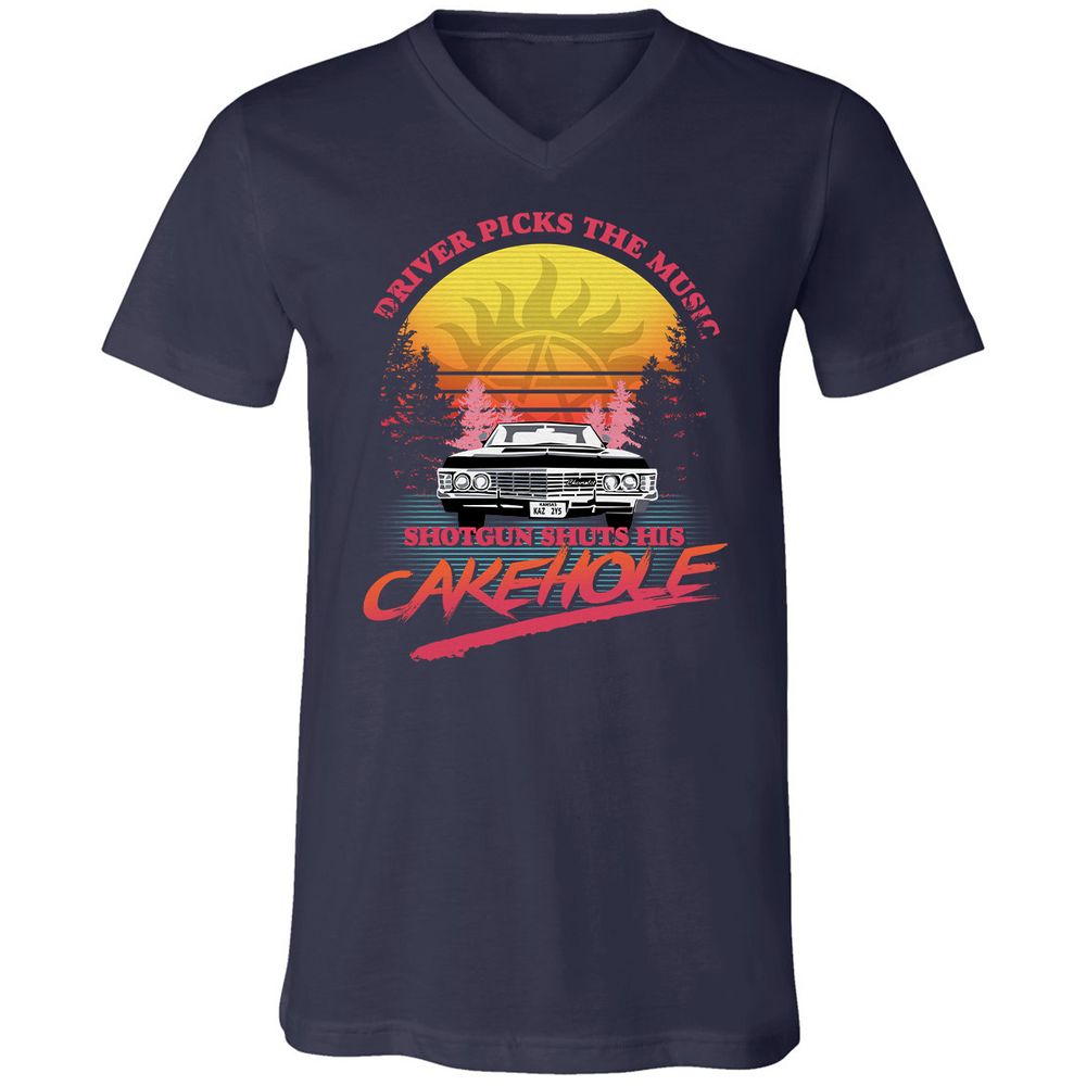Unisex V-Neck T-Shirt - BB5UDQZY - Navy - 2