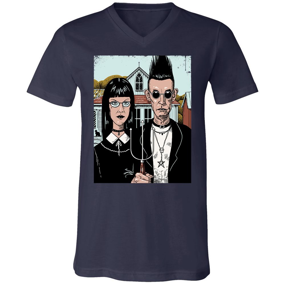Unisex V-Neck T-Shirt - 5EA5DYBF - Navy - 2