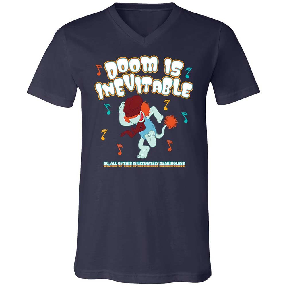 Unisex V-Neck T-Shirt - QKK5GVSX - Navy - 2