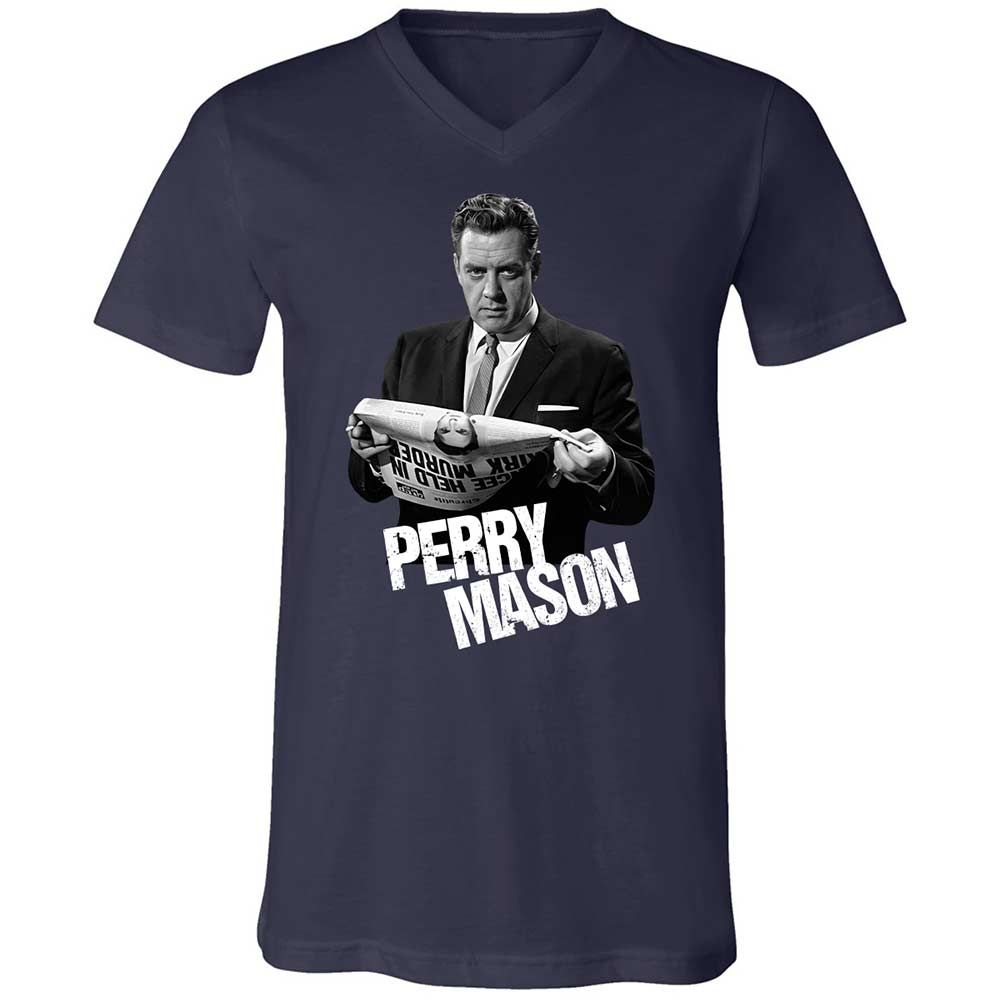Unisex V-Neck T-Shirt - QFJYY96Z - Navy - 2