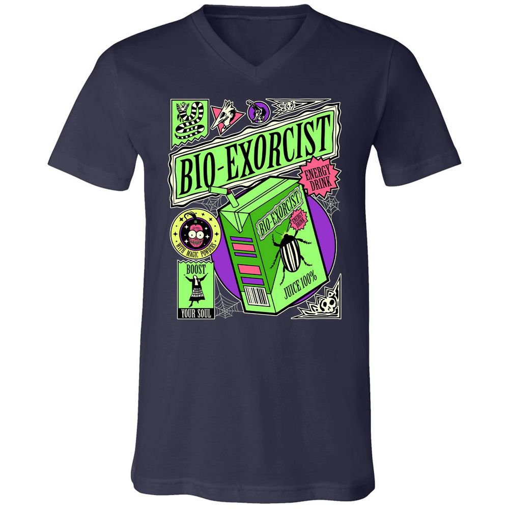 Unisex V-Neck T-Shirt - MJYZQLCX - Navy - 2