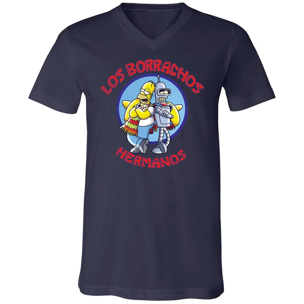 Unisex V-Neck T-Shirt - 3T54S7RJ - Navy - 2
