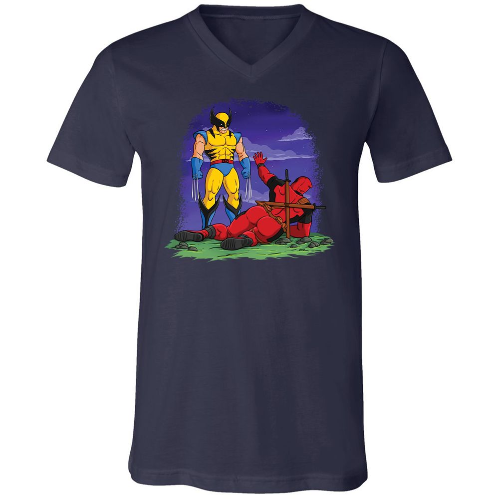 Unisex V-Neck T-Shirt - FG8WXZWB - Navy - 2