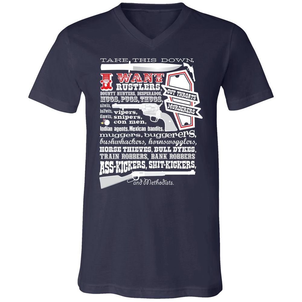 Unisex V-Neck T-Shirt - Y86TS87P - Navy - 2