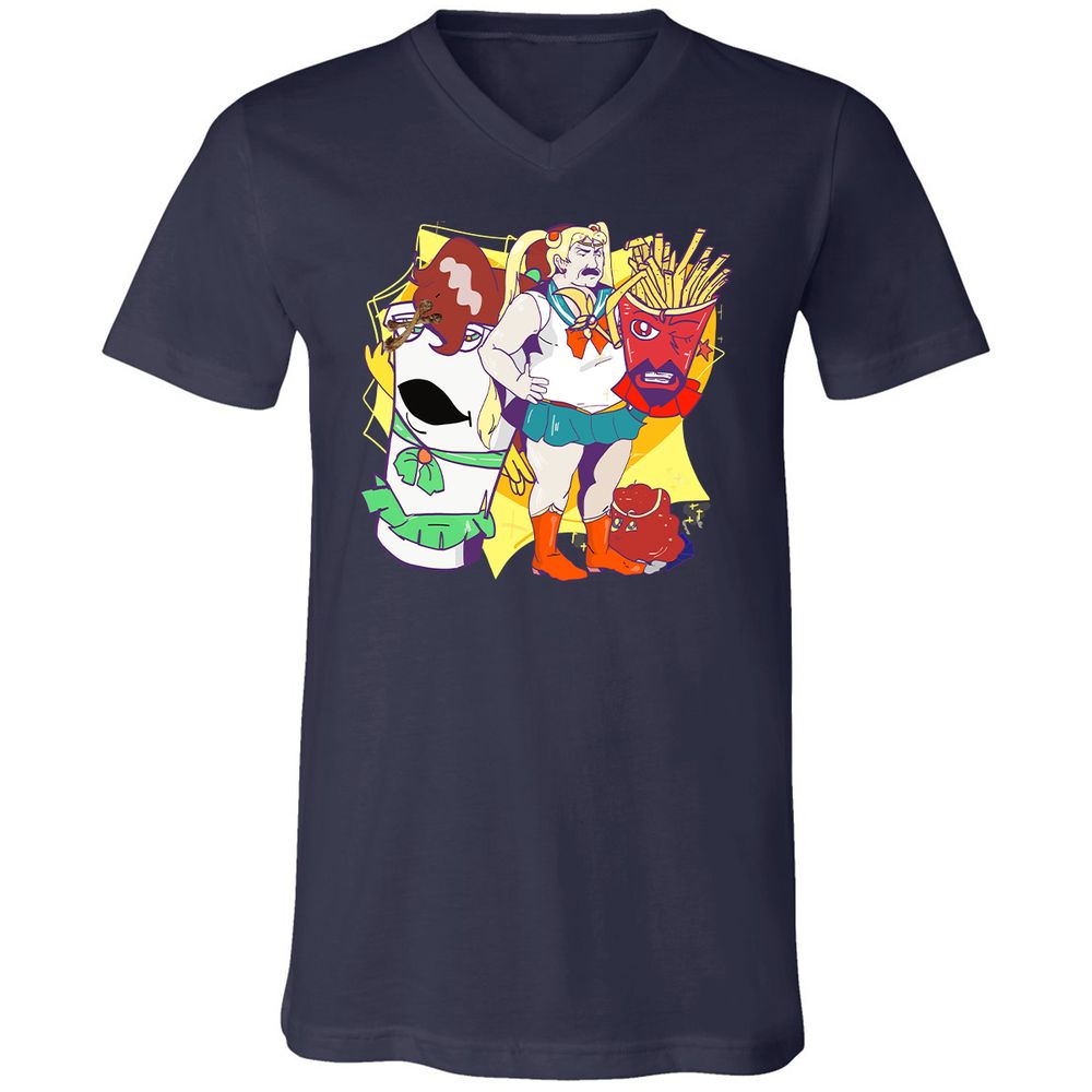 Unisex V-Neck T-Shirt - E42EMJK4 - Navy - 2