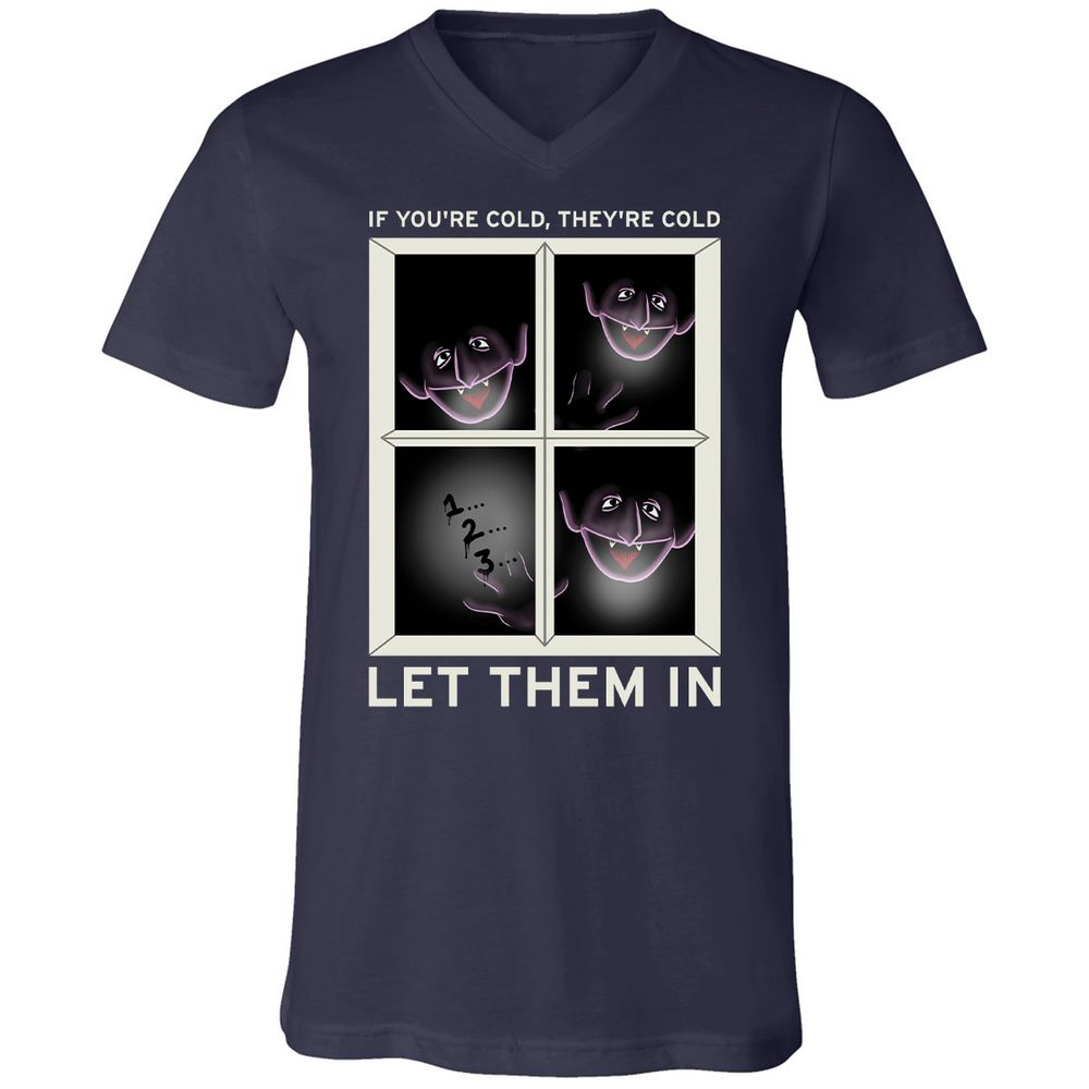 Unisex V-Neck T-Shirt - ABJAHFVL - Navy - 2