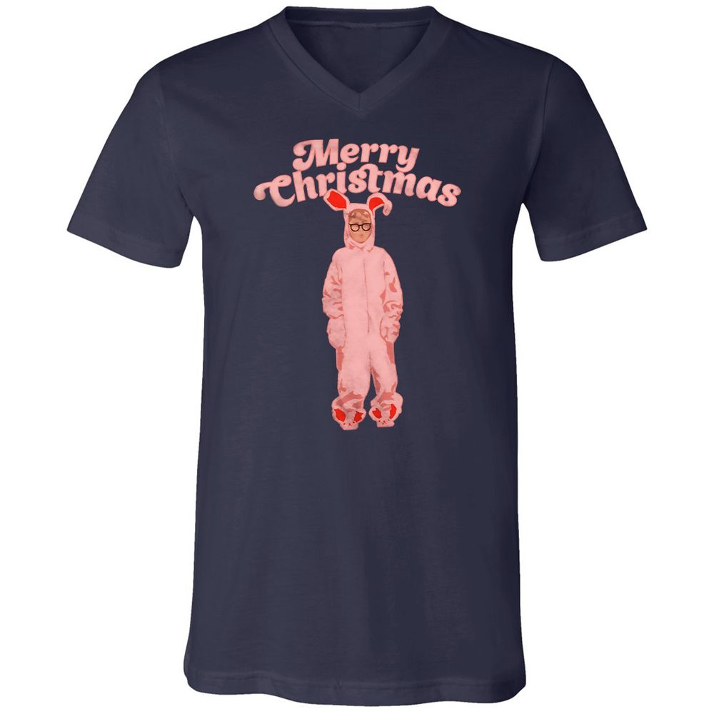 Unisex V-Neck T-Shirt - 14T8G5UM - Navy - 2