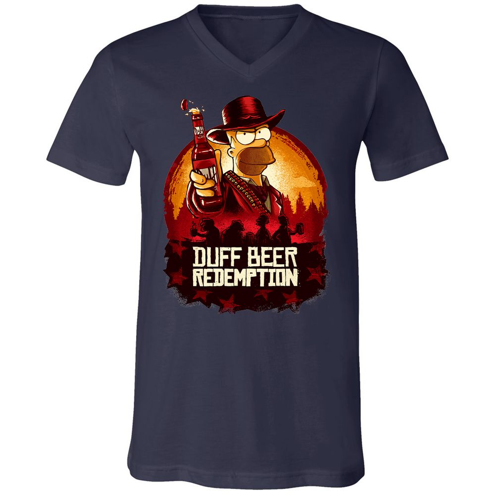 Unisex V-Neck T-Shirt - 3753U7E8 - Navy - 2