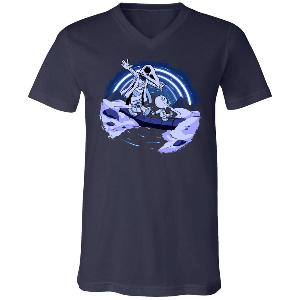 Unisex V-Neck T-Shirt - PRNJDBSZ - Navy - 2