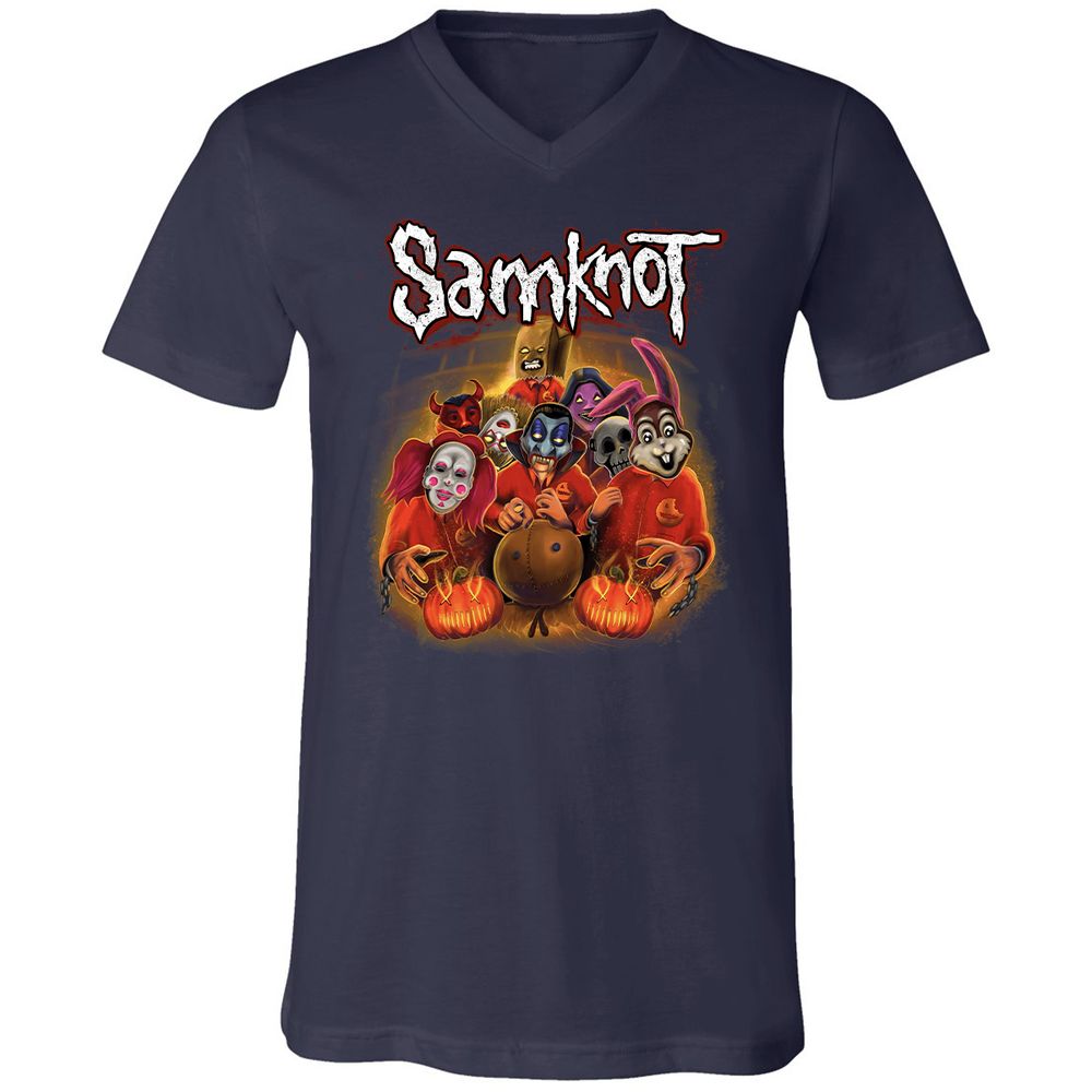 Unisex V-Neck T-Shirt - NR4DX82Q - Navy - 2