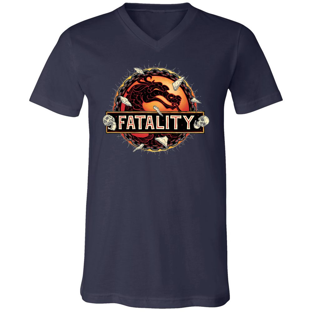 Unisex V-Neck T-Shirt - 4S9BQ194 - Navy - 2