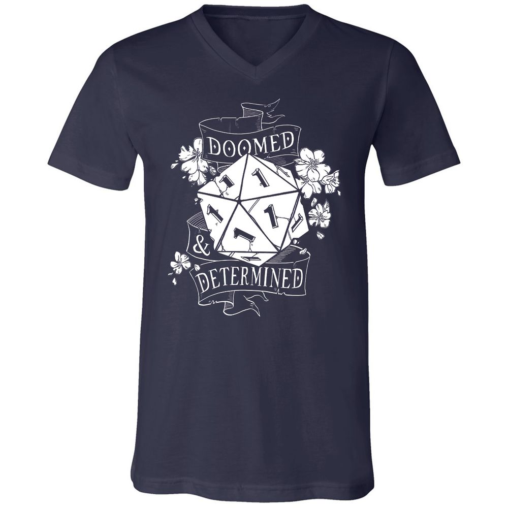 Unisex V-Neck T-Shirt - HQB9XJKM - Navy - 2