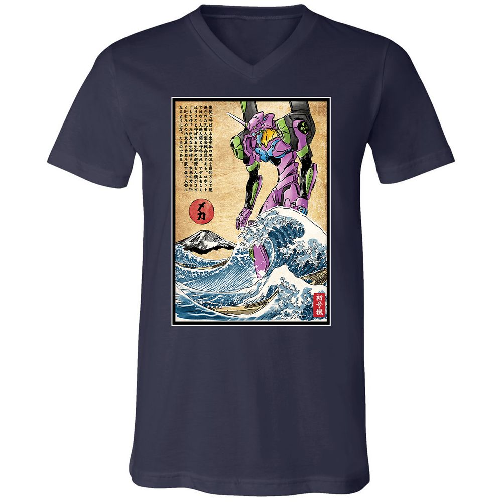 Unisex V-Neck T-Shirt - F3X4EJYL - Navy - 2
