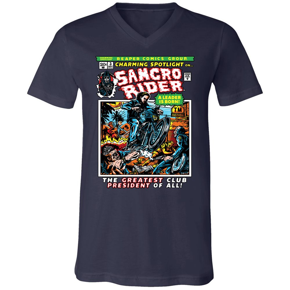 Unisex V-Neck T-Shirt - LMKD1167 - Navy - 2
