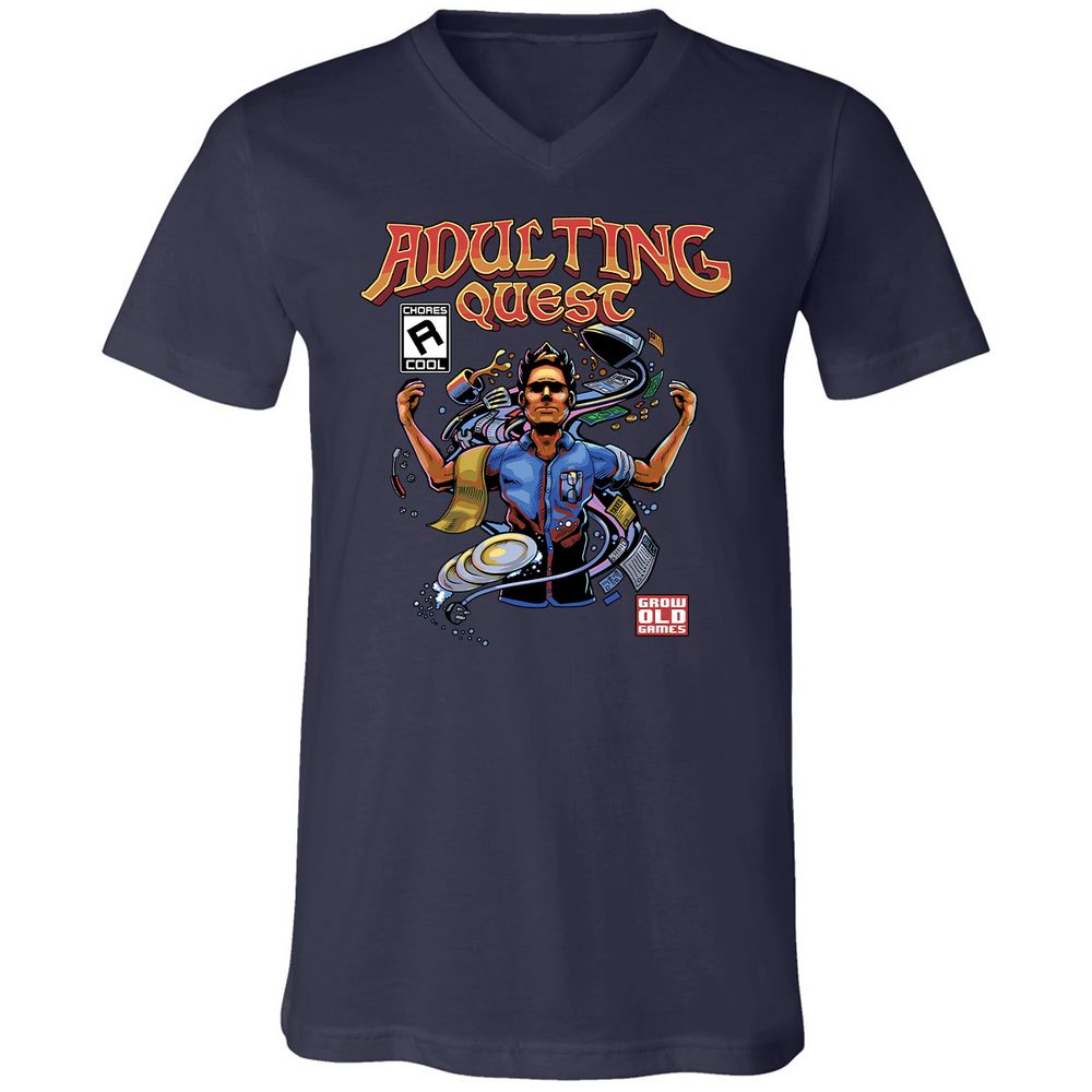 Unisex V-Neck T-Shirt - YJALKNAP - Navy - 2