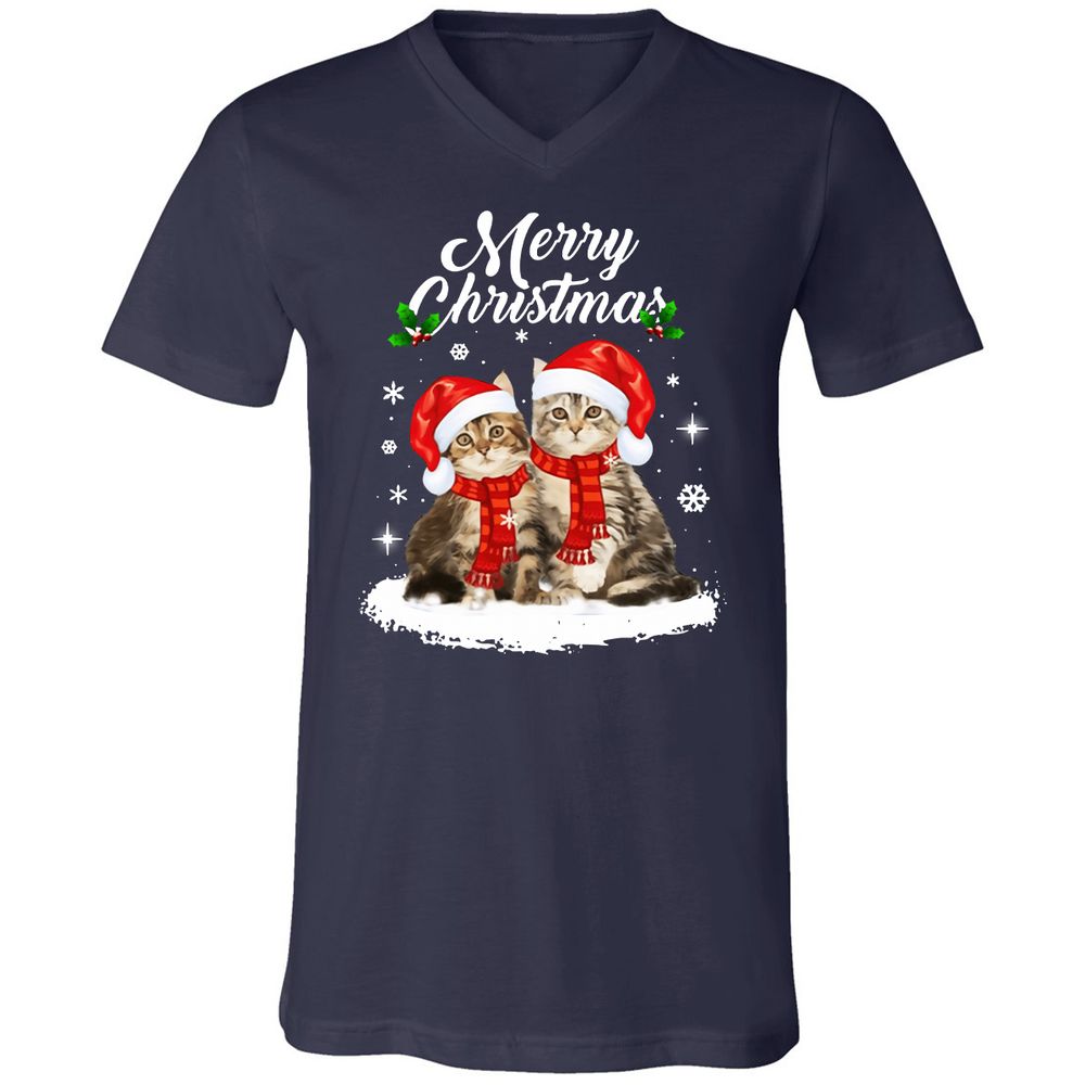 Unisex V-Neck T-Shirt - 7KWZGAJS - Navy - 2