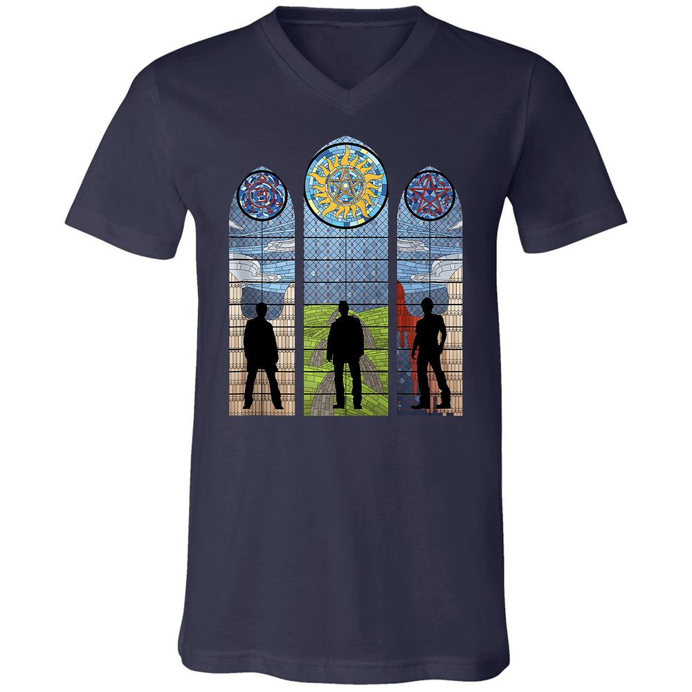 Unisex V-Neck T-Shirt - QE95G5RU - Navy - 2