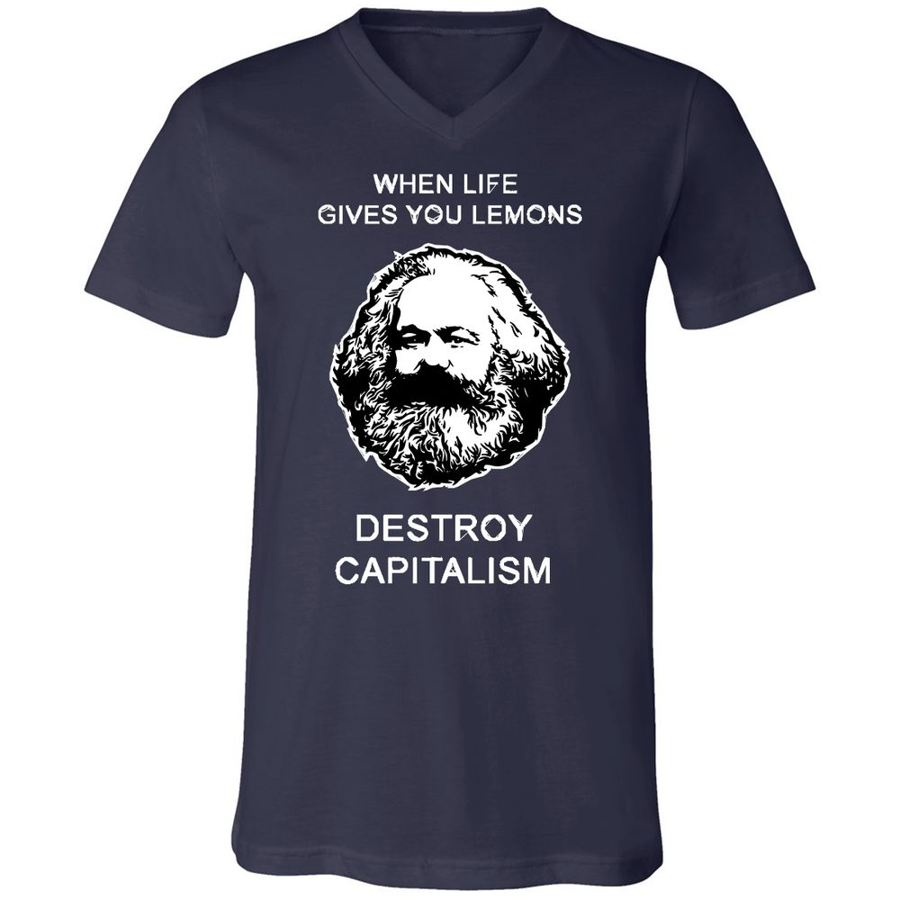 Unisex V-Neck T-Shirt - V4CQRWM8 - Navy - 2