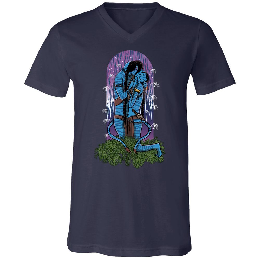 Unisex V-Neck T-Shirt - 3EVJAAGJ - Navy - 2