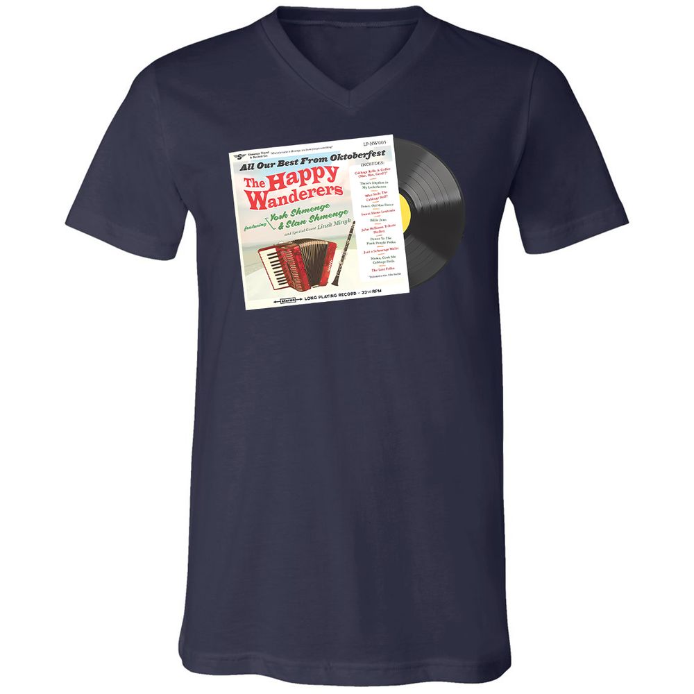 Unisex V-Neck T-Shirt - QHDQ77EH - Navy - 2