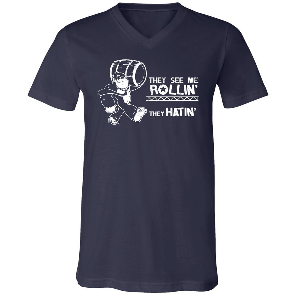Unisex V-Neck T-Shirt - 9G341W7T - Navy - 2