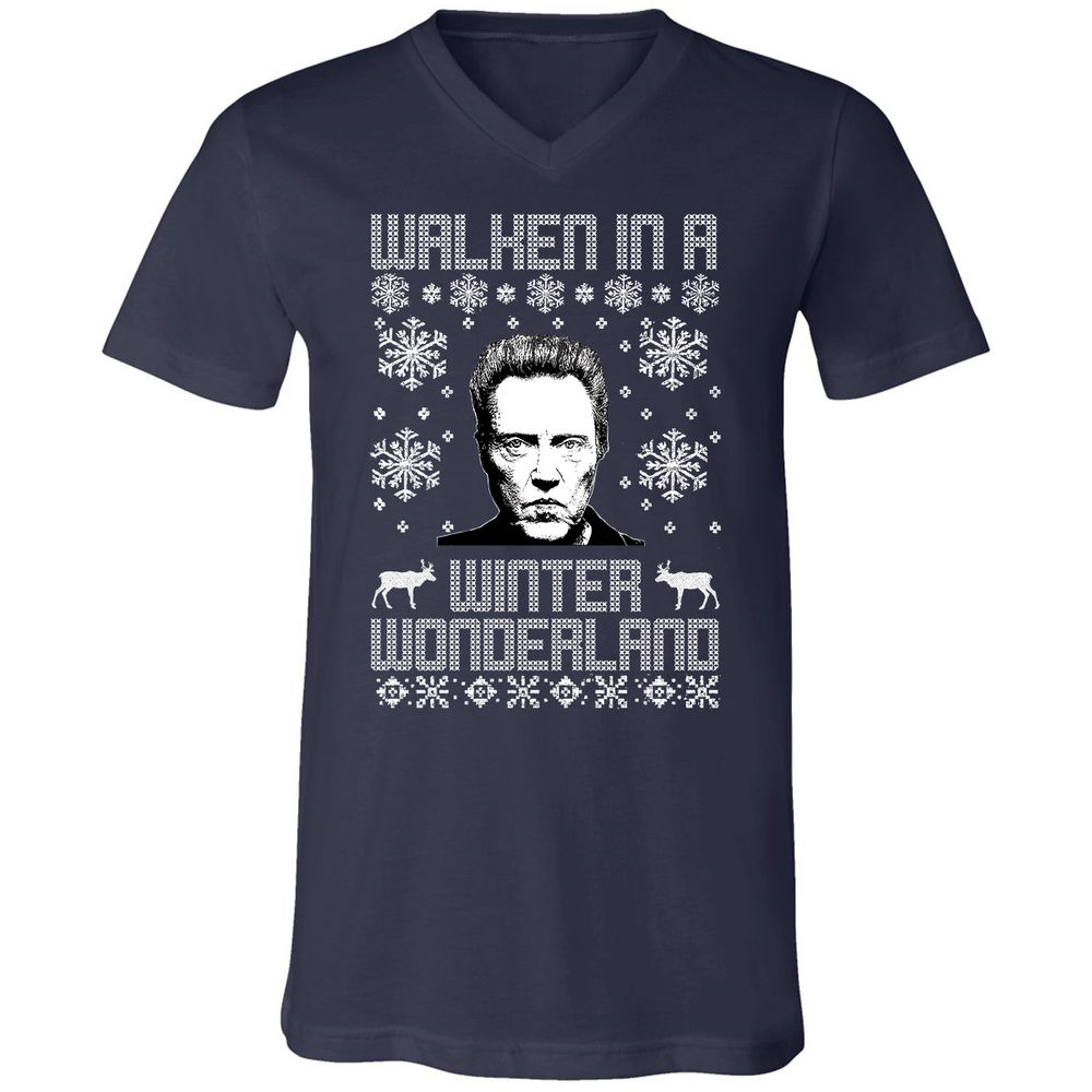 Unisex V-Neck T-Shirt - UHV5Q7KT - Navy - 2