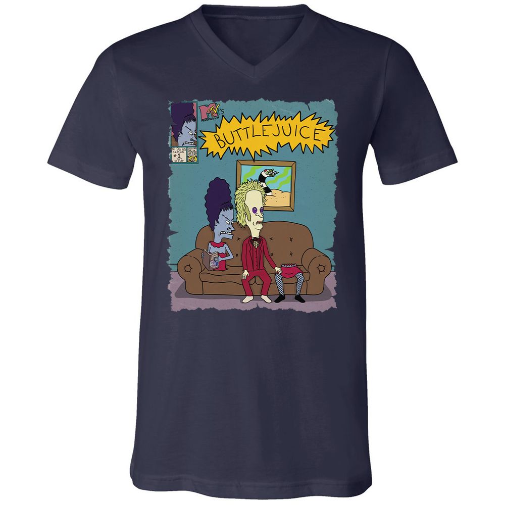 Unisex V-Neck T-Shirt - VS9YVM6L - Navy - 2