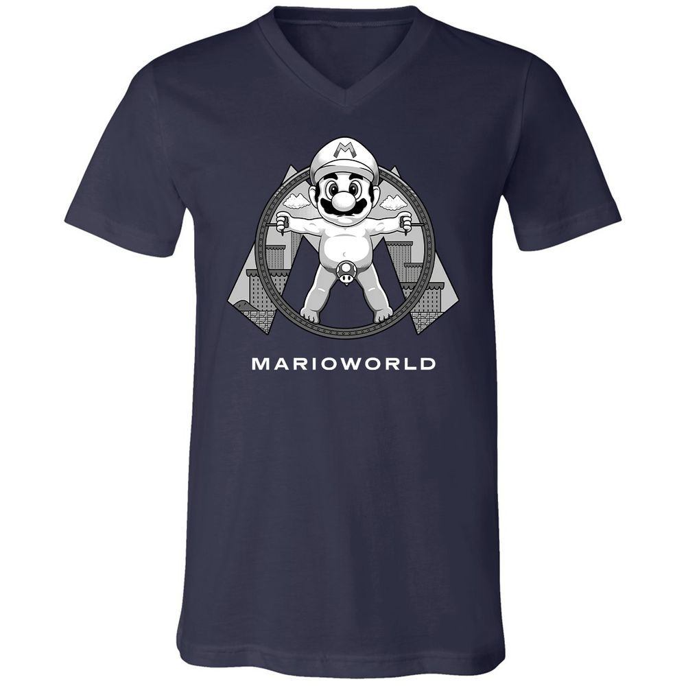 Unisex V-Neck T-Shirt - QM9CYN89 - Navy - 2