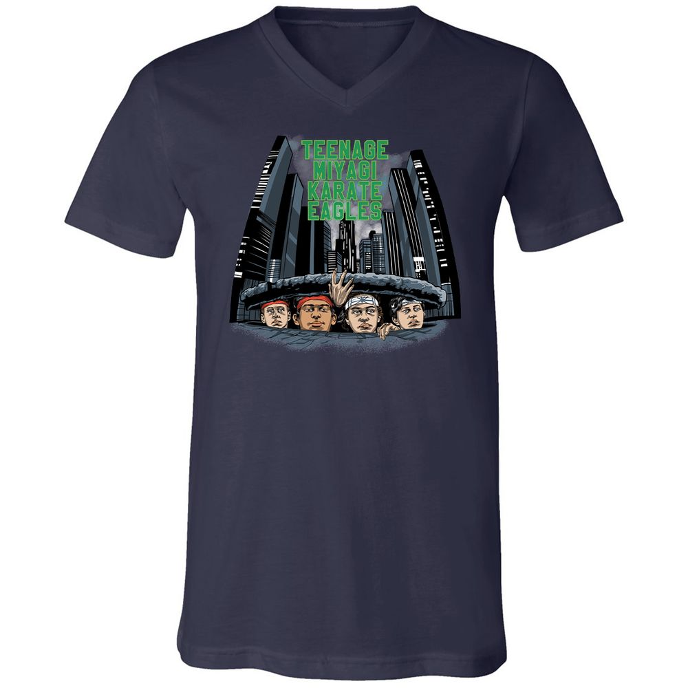 Unisex V-Neck T-Shirt - 5XU6JFTM - Navy - 2
