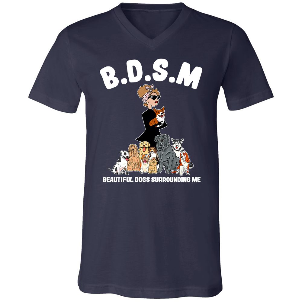 Unisex V-Neck T-Shirt - 3ZD9MFD7 - Navy - 2