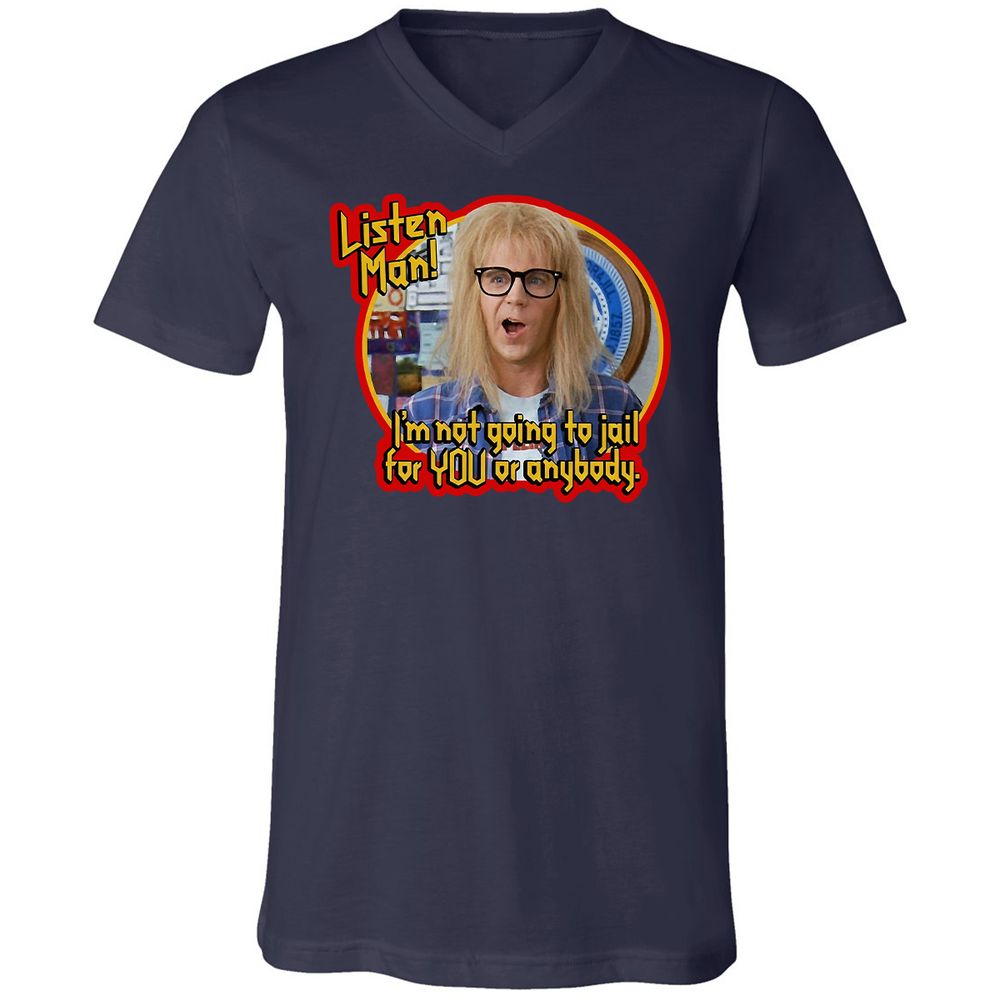 Unisex V-Neck T-Shirt - C4KL83RS - Navy - 2
