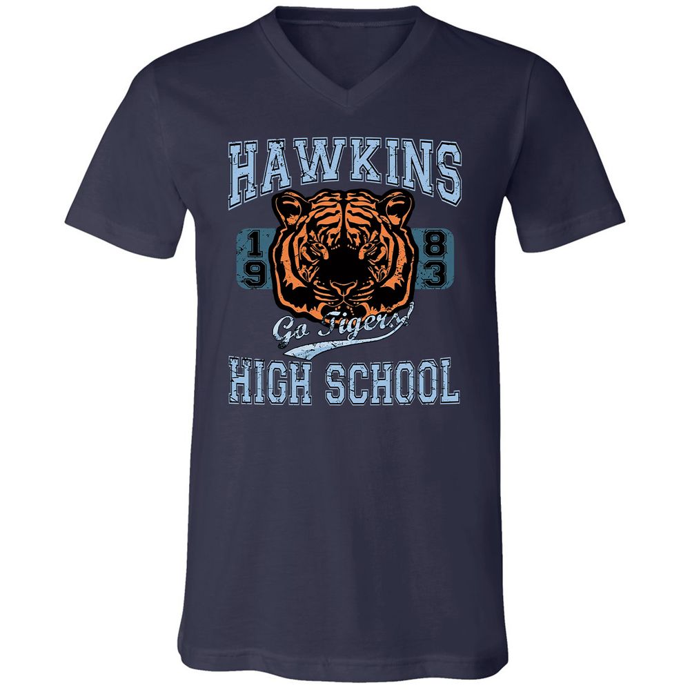 Unisex V-Neck T-Shirt - DVQDPYWF - Navy - 2
