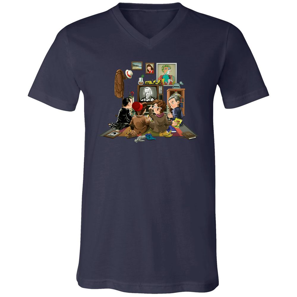 Unisex V-Neck T-Shirt - XZ6L4SJY - Navy - 2