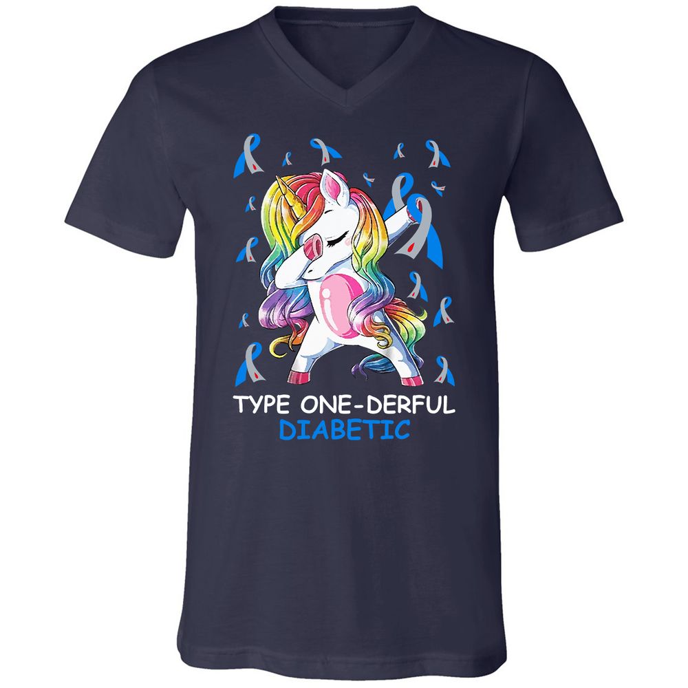 Unisex V-Neck T-Shirt - DN3RWF9Z - Navy - 2