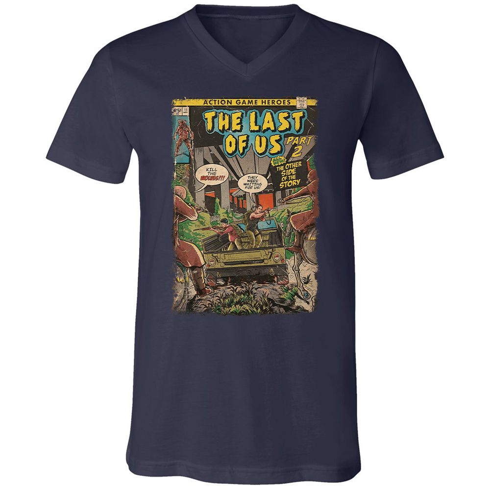 Unisex V-Neck T-Shirt - QBN8K7VB - Navy - 2