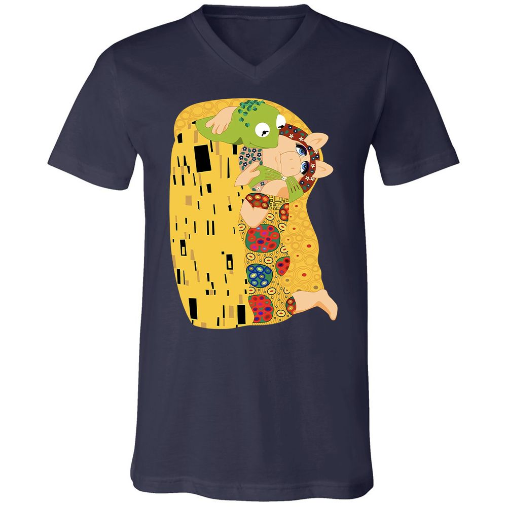 Unisex V-Neck T-Shirt - H1HMBCZ6 - Navy - 2