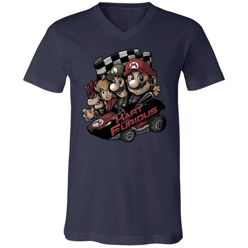 Unisex V-Neck T-Shirt - 6JBP9TWU - Navy - 2
