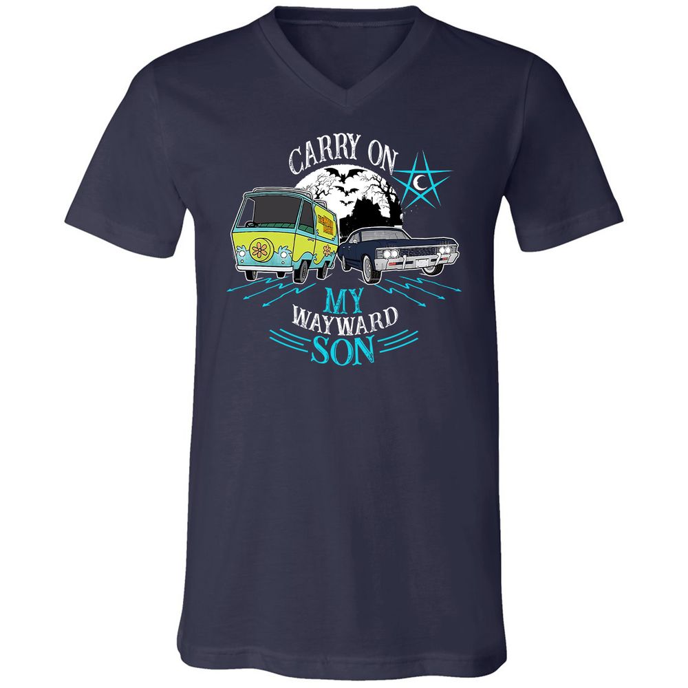 Unisex V-Neck T-Shirt - TZZBD337 - Navy - 2