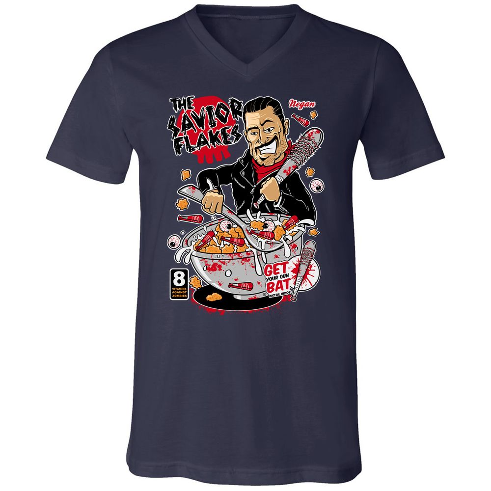 Unisex V-Neck T-Shirt - QTFZ2FYS - Navy - 2