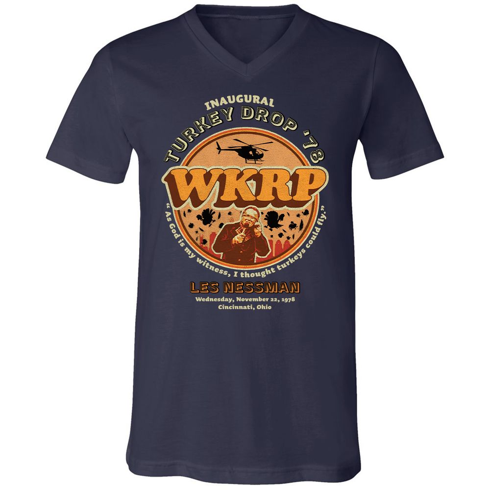 Unisex V-Neck T-Shirt - M8EQXNFQ - Navy - 2