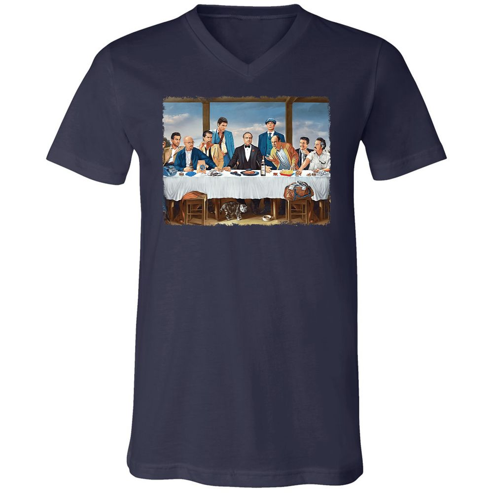 Unisex V-Neck T-Shirt - F6Y2ZLEL - Navy - 2