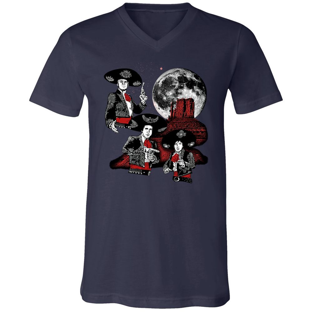 Unisex V-Neck T-Shirt - YW8XA733 - Navy - 2