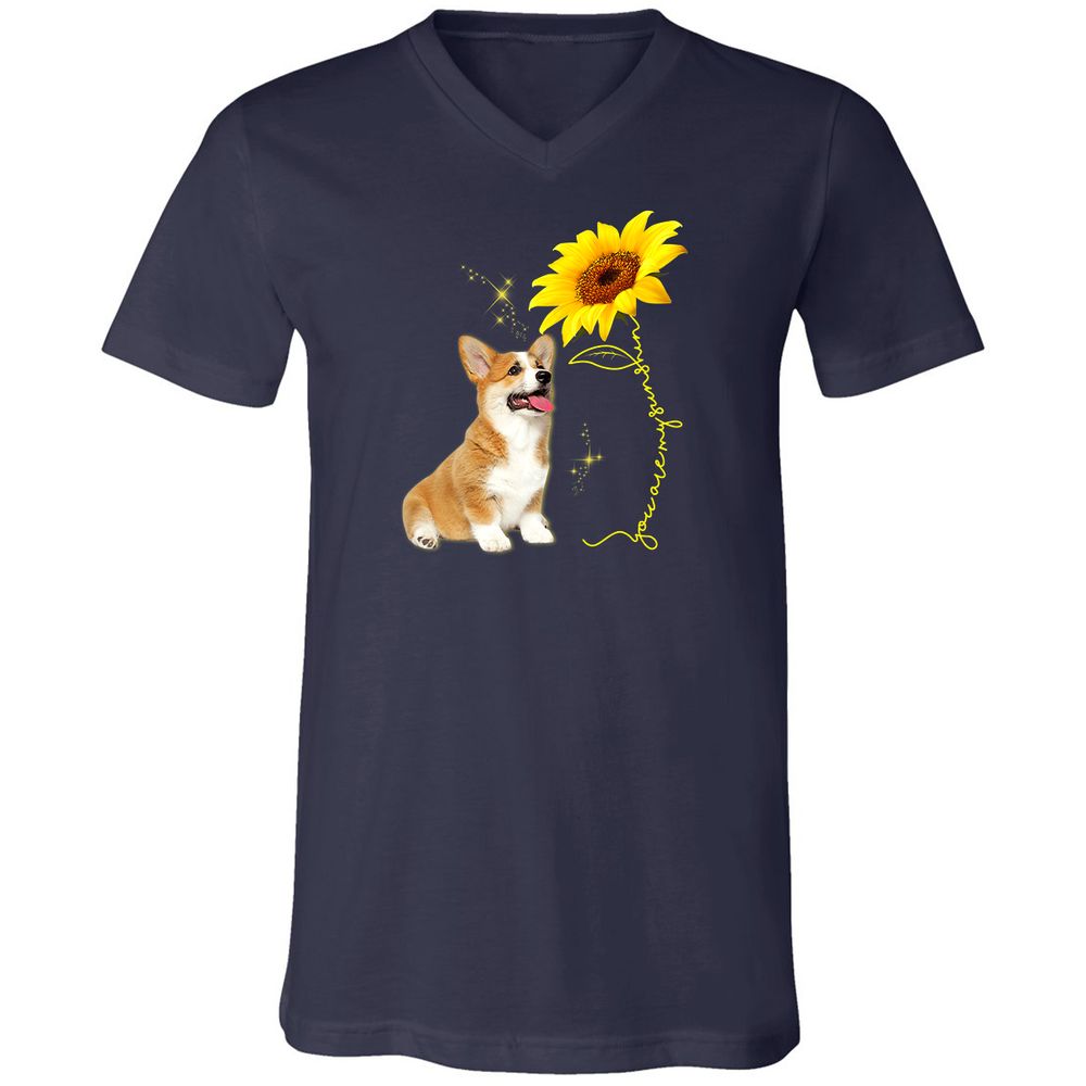 Unisex V-Neck T-Shirt - Y67T6F77 - Navy - 2