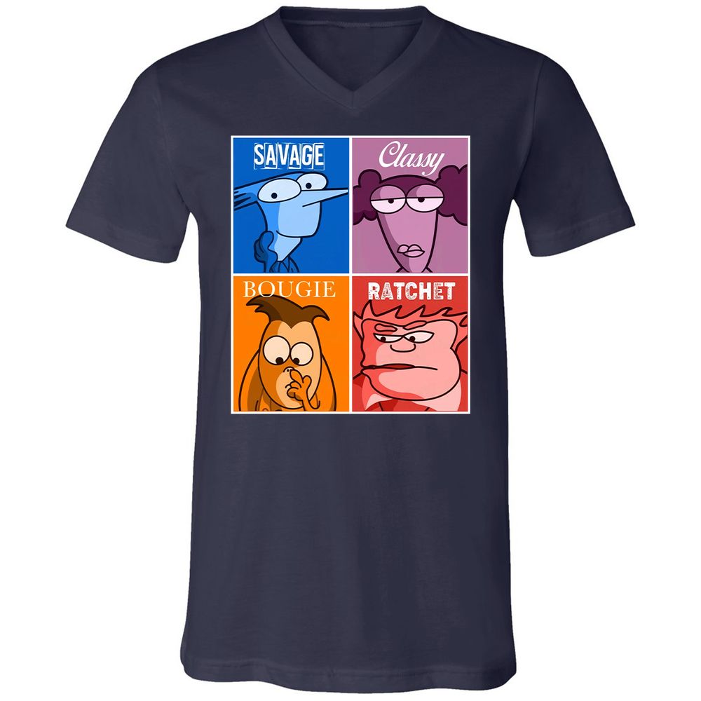 Unisex V-Neck T-Shirt - 4541EUWJ - Navy - 2