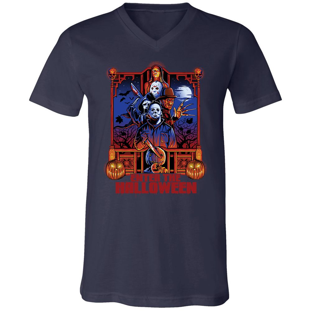 Unisex V-Neck T-Shirt - AH7LAV4Y - Navy - 2