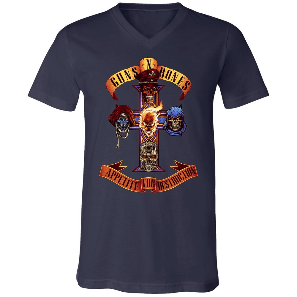 Unisex V-Neck T-Shirt - B4HSGPCG - Navy - 2