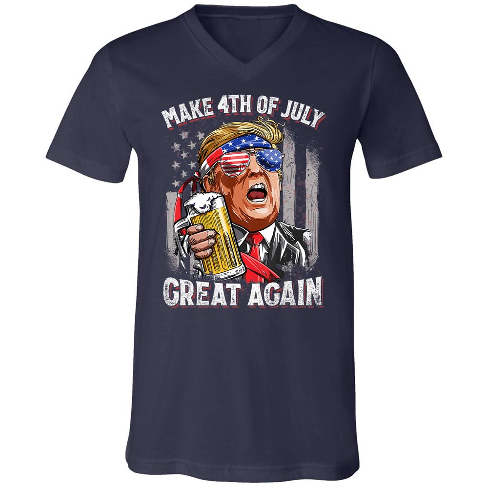 Unisex V-Neck T-Shirt - 76F9U3NA - Navy - 2