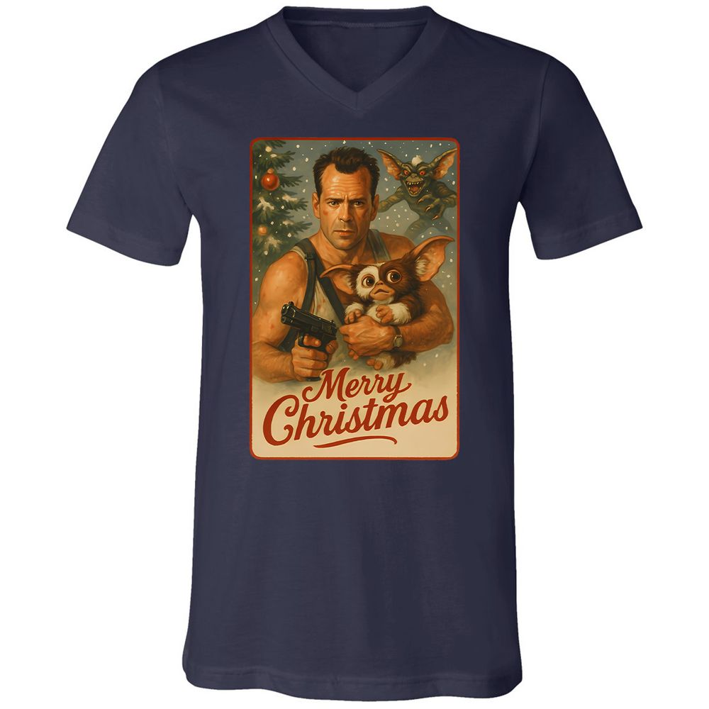 Unisex V-Neck T-Shirt - EXZZCXXL - Navy - 2