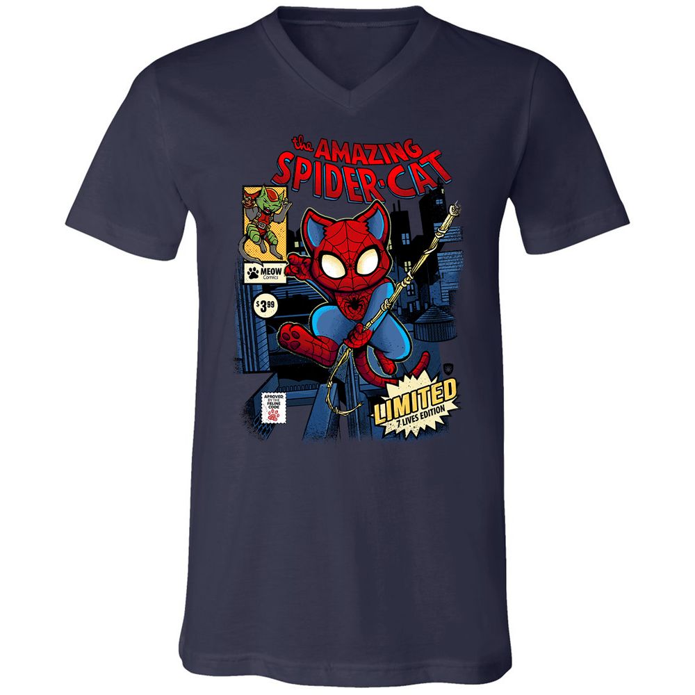 Unisex V-Neck T-Shirt - QFDE9UU7 - Navy - 2